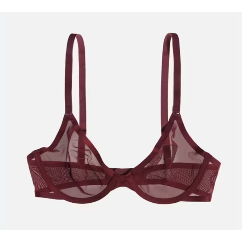 CUUP maroon the plunge mesh bra